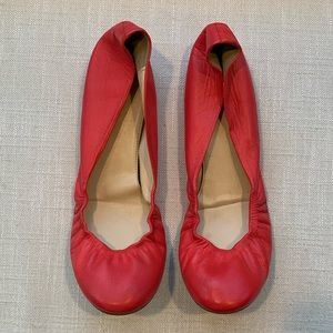 J. Crew Leather Cece Flats - Coral